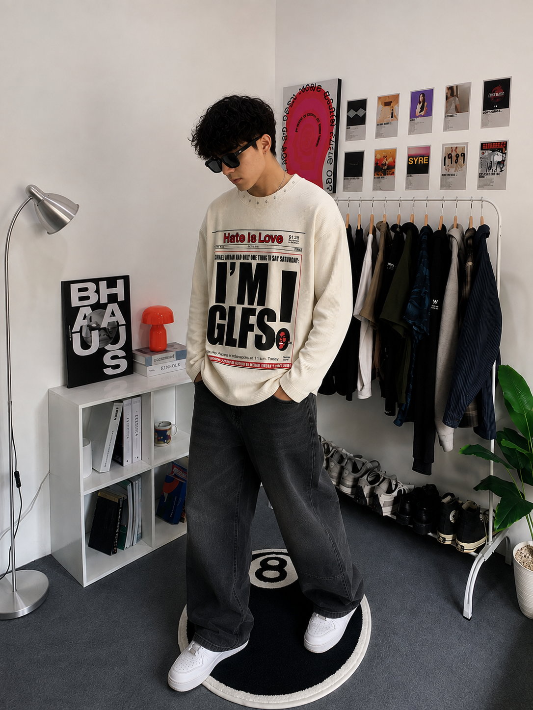 HATE IS LOVE AUJLA — WAFFLE FULL SLEEVE T-SHIRT
