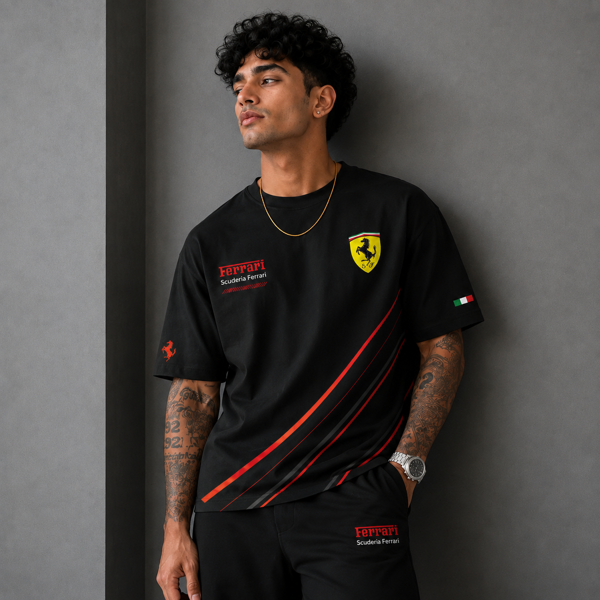 Ferrari Scuderia Racing Stripes Oversized T-Shirt
