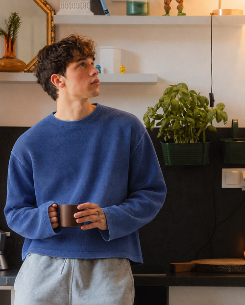 Azure Waffle Boxy Tee