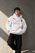 Ferrari Scuderia White Graphic Hoodie – Premium Racing Streetwear