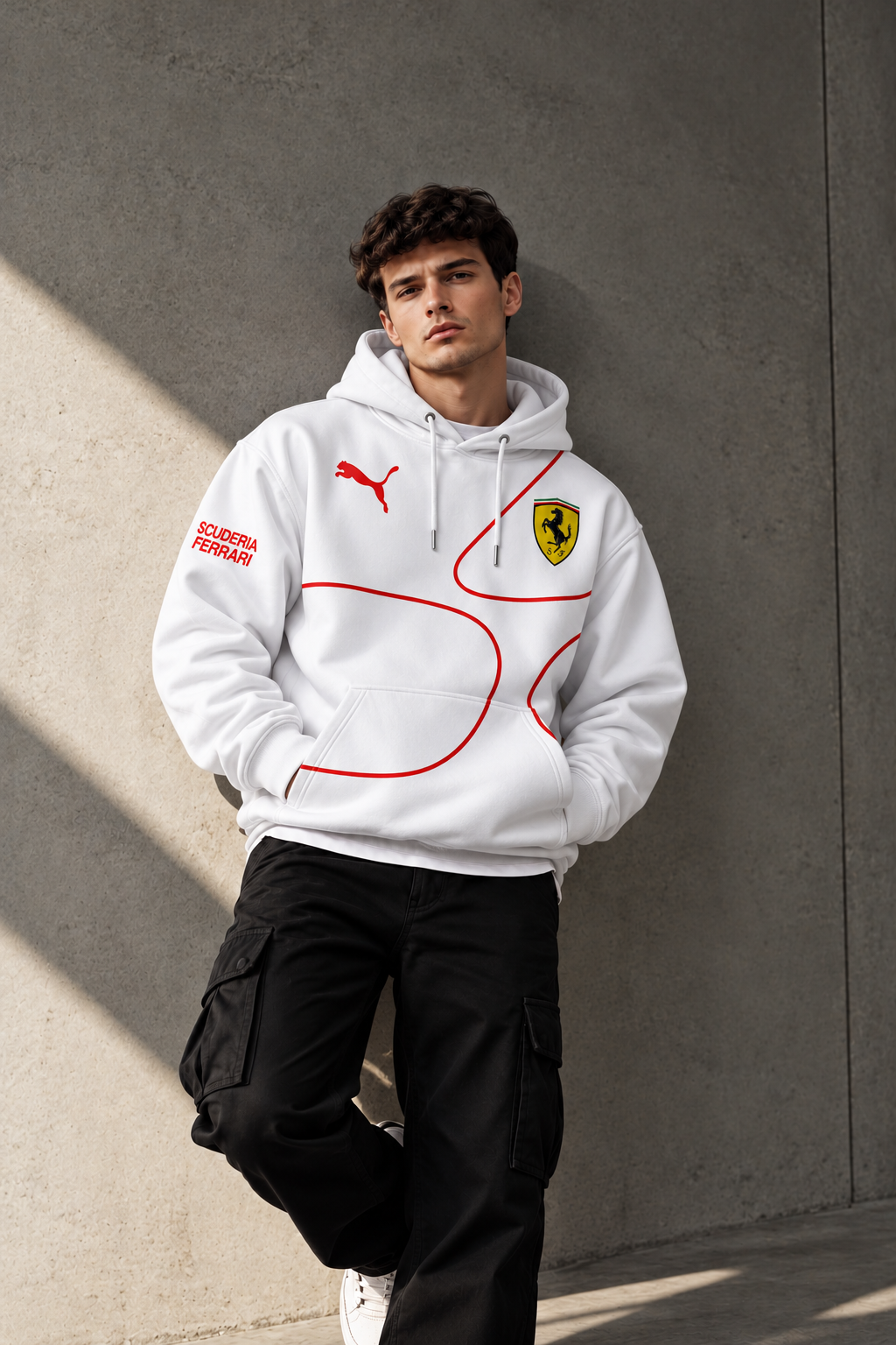 Ferrari Scuderia White Graphic Hoodie – Premium Racing Streetwear