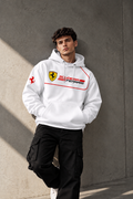 Scuderia Ferrari White Racing Hoodie – Red Outline Motorsport Streetwear