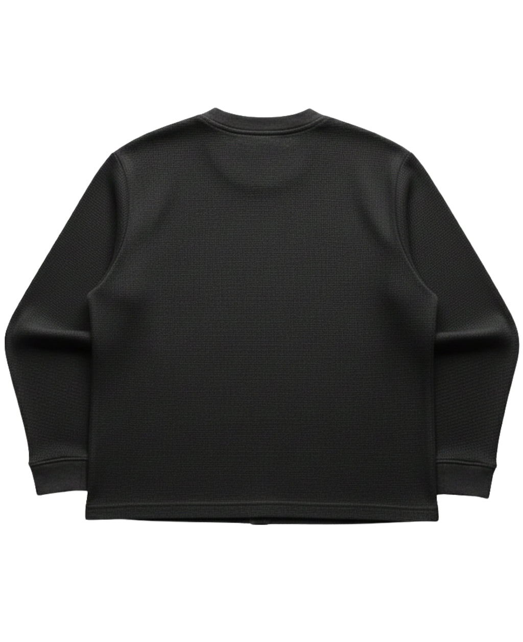 Black waffle knit oversized full-sleeve Back Design
