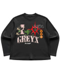 Black waffle knit oversized full-sleeve Front Design