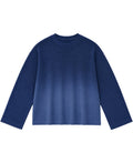 Blue Ombré Waffle Knit Oversized Full-Sleeve Front Design